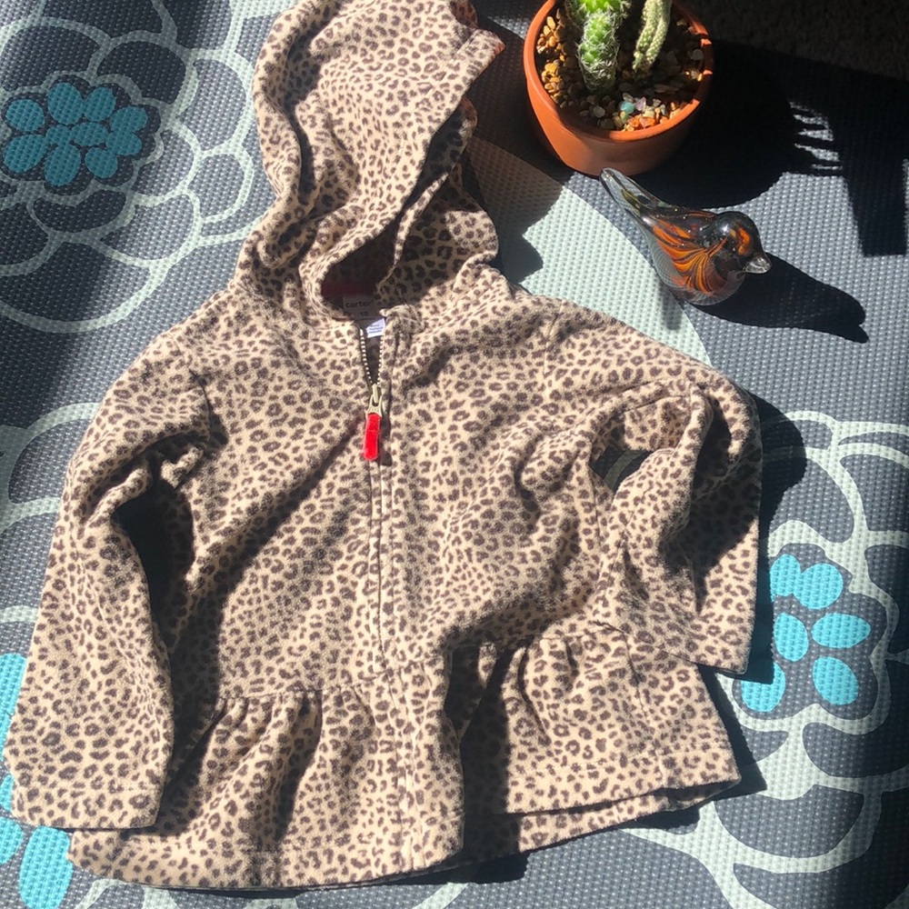 🎀Carter’s fleece leopard print peplum jacket🎀